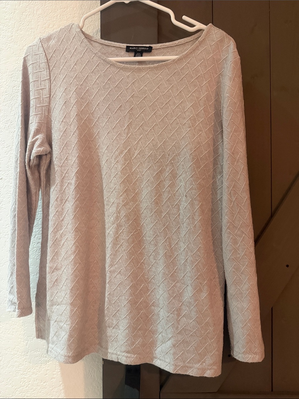 Mario Serrani Light Beige Textured Long-Sleeve Top